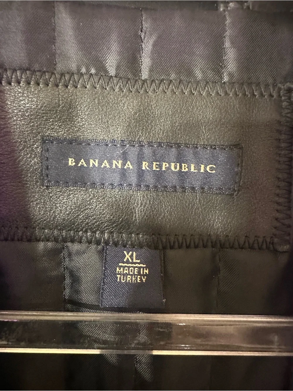 Vintage Banana Republic Men’s Black Genuine Leather Car Coat XL Y2K